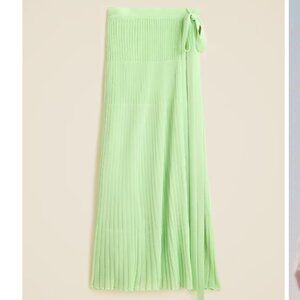 NWT J. Crew Sheer Lined Wrap-Front Sweater-Skirt Women's Large Lettuce Green